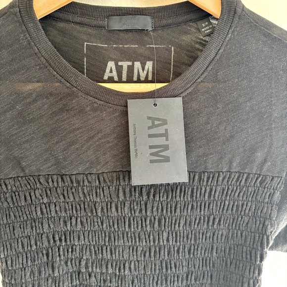 ATM Anthony Thomas Melillo Fitted Black Smocked Tee - Picture 6 of 13